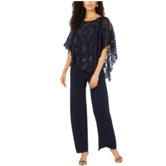 CONNECTED Womens Overall XL / Navy CONNECTED -  Asymmetrical Overlay Jumpsuit