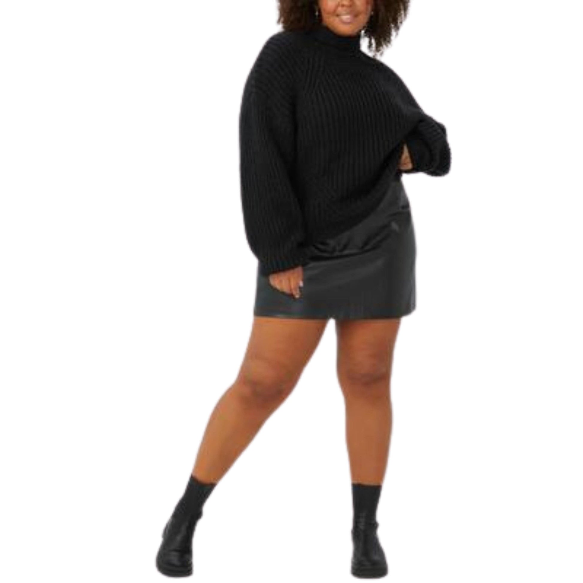 COTTON ON Womens Bottoms XL / Black COTTON ON - Polyurethane Mini Skirt