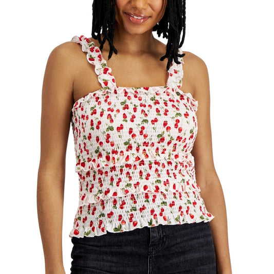 CRAVE FAME Womens Tops M / Multi-Color CRAVE FAME - Cherry Printed Tiered Smocked Tank Top