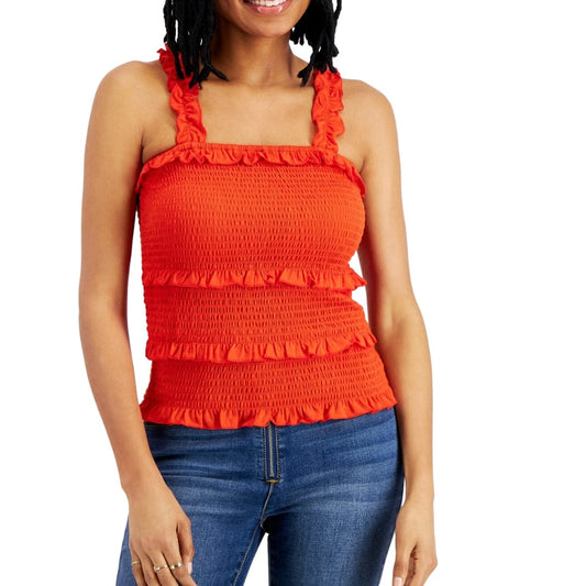CRAVE FAME Womens Tops XS / Red CRAVE FAME -  Printed Tiered Smocked Tank Top