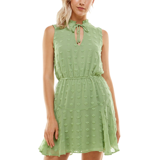 CRYSTAL DOLL Womens Dress XL / Green CRYSTAL DOLL - Swiss Dot Short Fit & Flare Dress