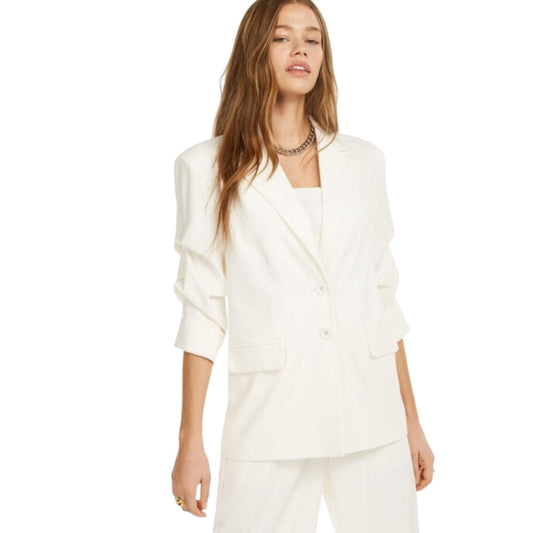 DANIELLE BERNSTEIN Womens Jackets L / White DANIELLE BERNSTEIN - Blazer With Ruched Sleeves