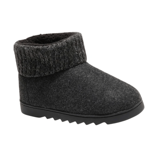 DEARFOAMS Womens Shoes 36 / Black DEARFOAMS - Bella Knit Cuff Felted Bootie Slippers