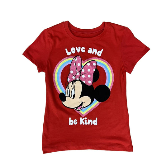 DISNEY Girls Tops S / Red DISNEY - Kids - Minnie Mouse Love & Be Kind Red Valentines Day Shirt