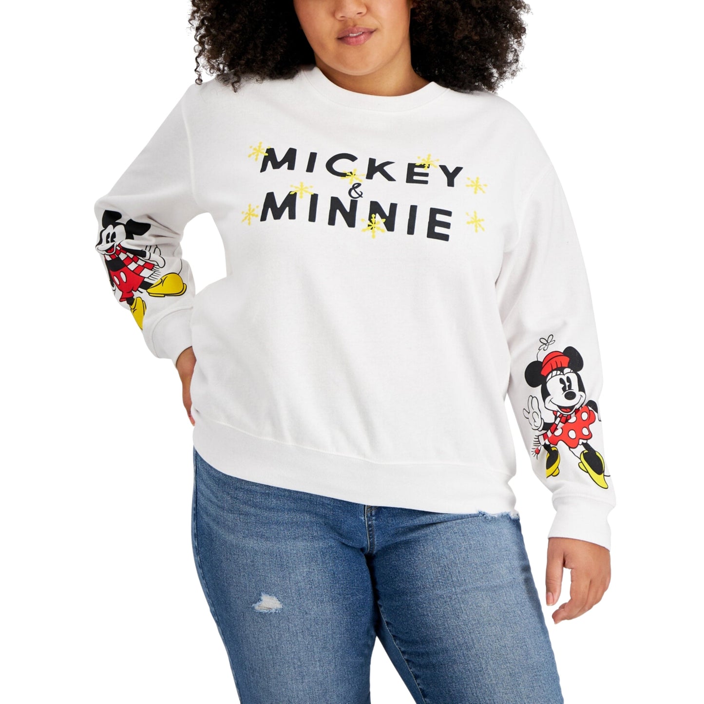 DISNEY Womens Tops XXXL / White DISNEY - Holiday Mickey & Minnie Graphic Sweatshirt