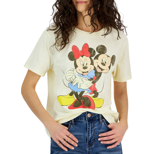 DISNEY Womens Tops S / Yellow DISNEY - Mickey & Minnie Crewneck Graphic T-Shirt