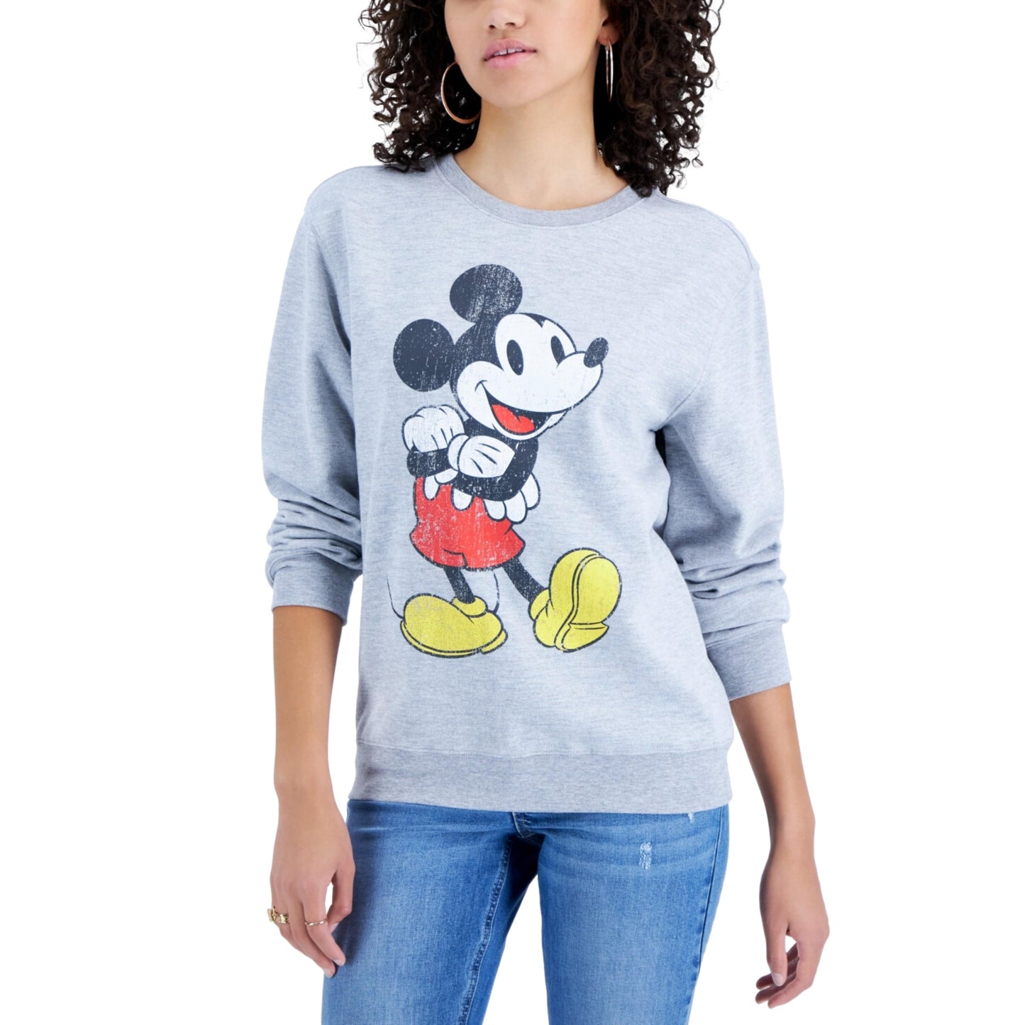 DISNEY Womens Tops L / Grey DISNEY - Mickey Mouse Graphic Pullover Top