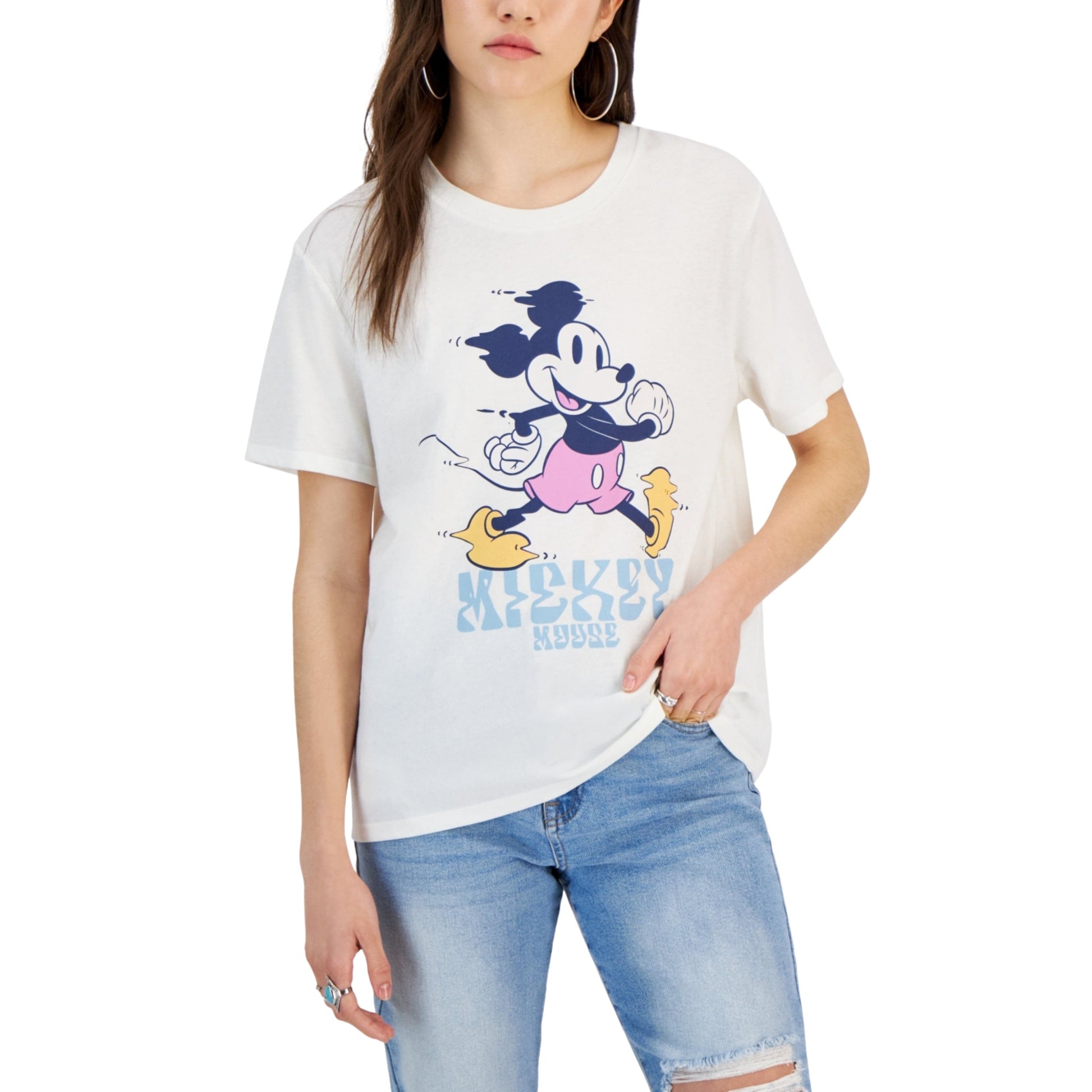 DISNEY Womens Tops S / White DISNEY - Mickey Mouse Graphic Short-Sleeved T-Shirt