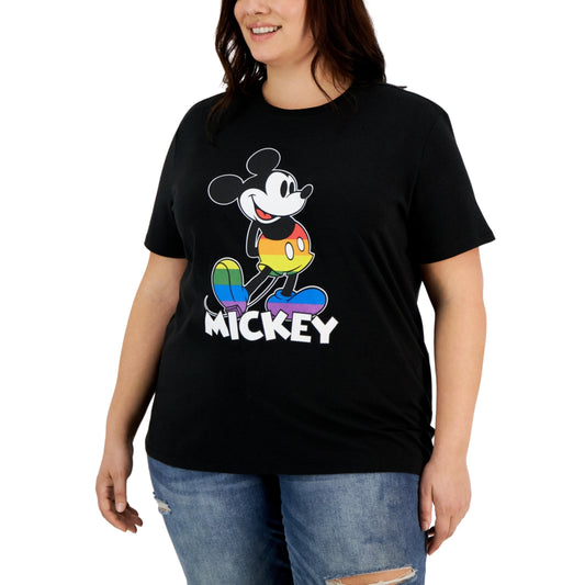 DISNEY Womens Tops XXXXL / Black DISNEY - Plus Size Rainbow Mickey Mouse T-Shirt