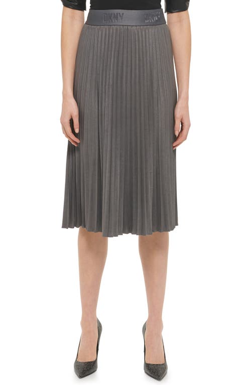 DKNY Women Bottom M / Grey DKNY - Faux Suede MIDI Pleated Skirt