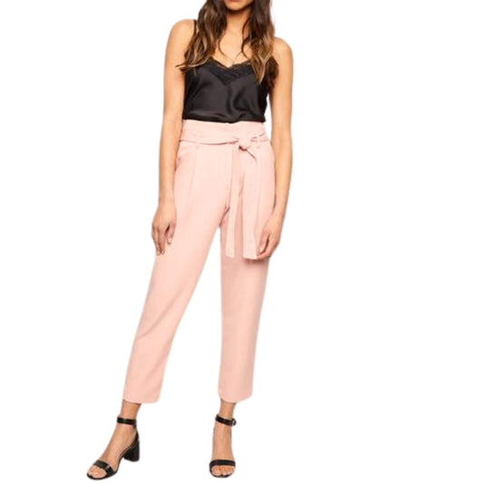DKNY Womens Bottoms M / Pink DKNY -  High-Waisted Tie-Front Pants