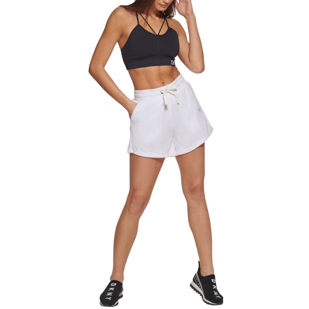 DKNY Womens Bottoms XL / White DKNY - Terry Cloth Elasticwaist Shorts