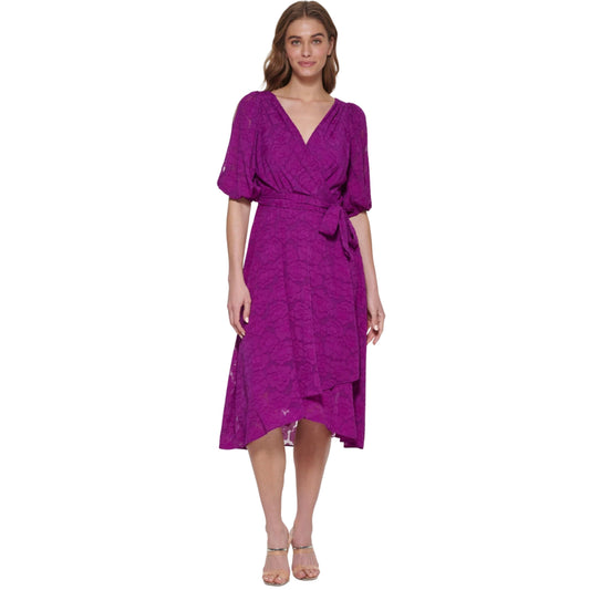 DKNY Womens Dress S / Purple DKNY - Floral Knee MIDI Dress