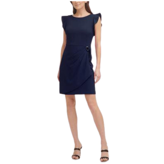 DKNY Womens Dress S / Navy DKNY -  Flutter Sleeve Mini Wear to Work Dress