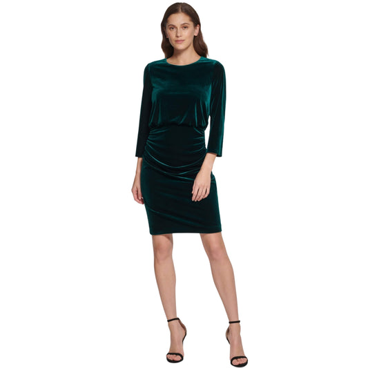 DKNY Womens Dress XL / Green DKNY -  Velvet Knee-Length Cocktail and Party Dress