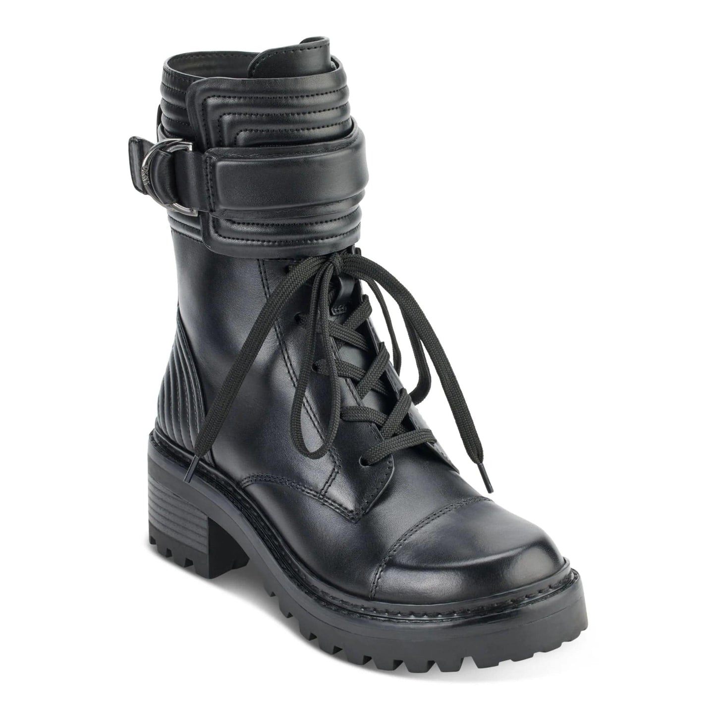 DKNY Womens Shoes DKNY - Leather Quilted Combat & Lace-up Boots