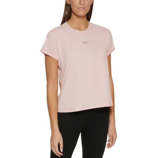 DKNY Womens Tops L / Pink DKNY - Metallic Bubble Logo Knot Front T-Shirt