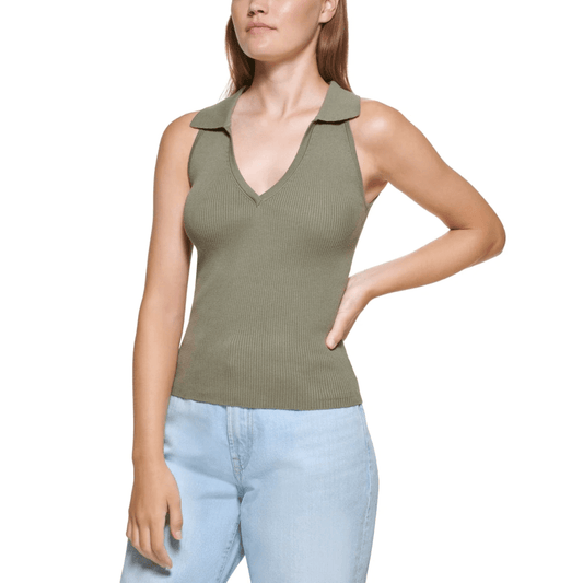 DKNY Womens Tops DKNY - Polo Tank Sweater