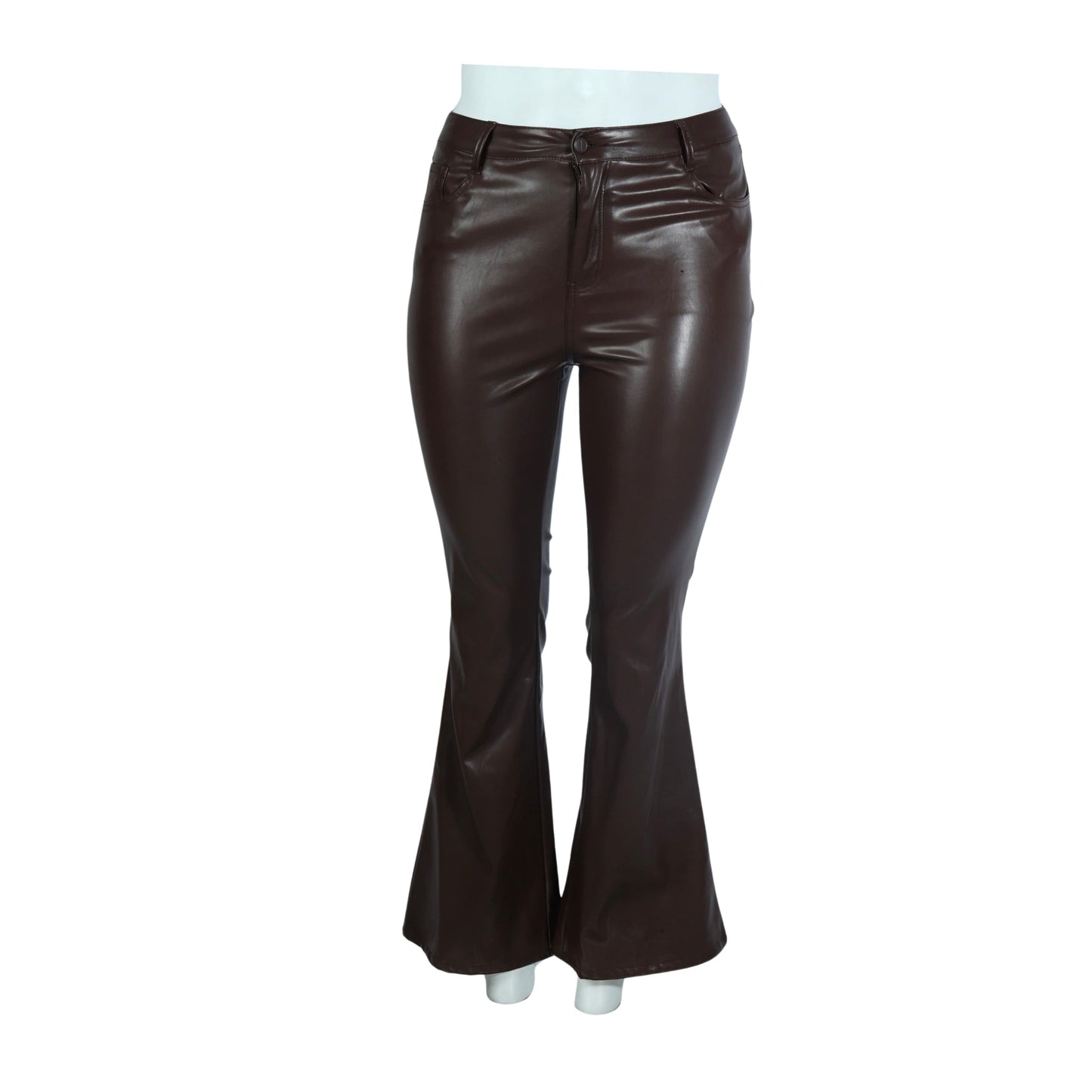 DOLLHOUSE Womens Bottoms XL / Brown DOLLHOUSE - Fitted Flared Legs Faux Leather Pants