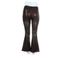 DOLLHOUSE Womens Bottoms XL / Brown DOLLHOUSE - Fitted Flared Legs Faux Leather Pants