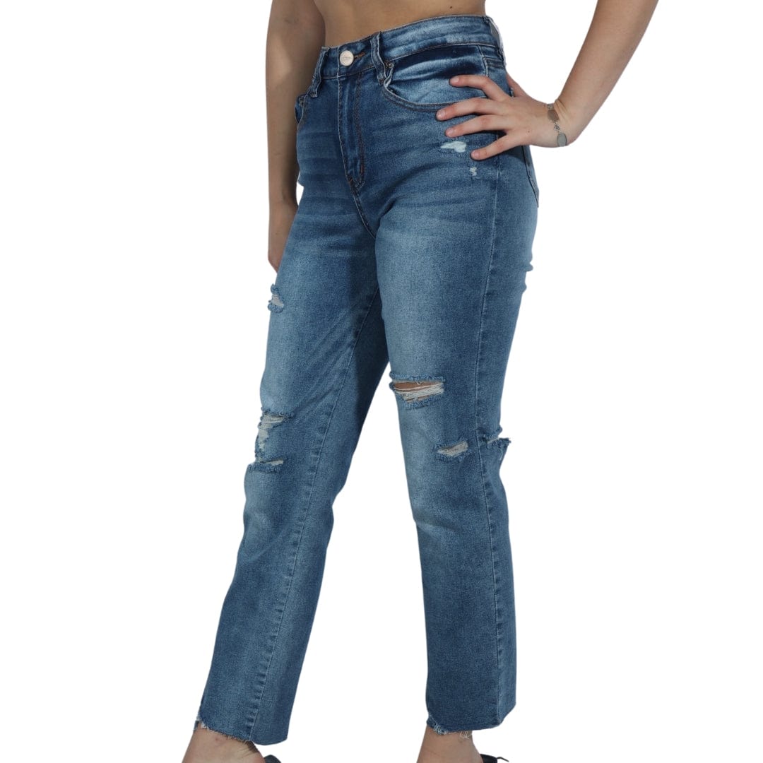 DOLLHOUSE Womens Bottoms M / Blue DOLLHOUSE - Side Ripped Skinny Jeans