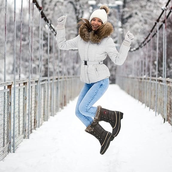 Womens mid calf sale fur lined boots