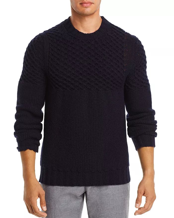 DYLAN GRAY Mens Tops L / Navy DYLAN GRAY - Cable Knit Crewneck Sweater