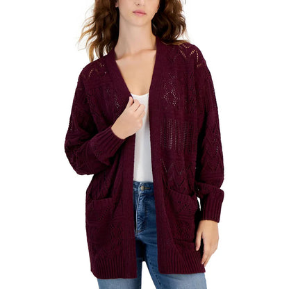 HOOKED UP - Cable Knit Pockets Cardigan Sweater