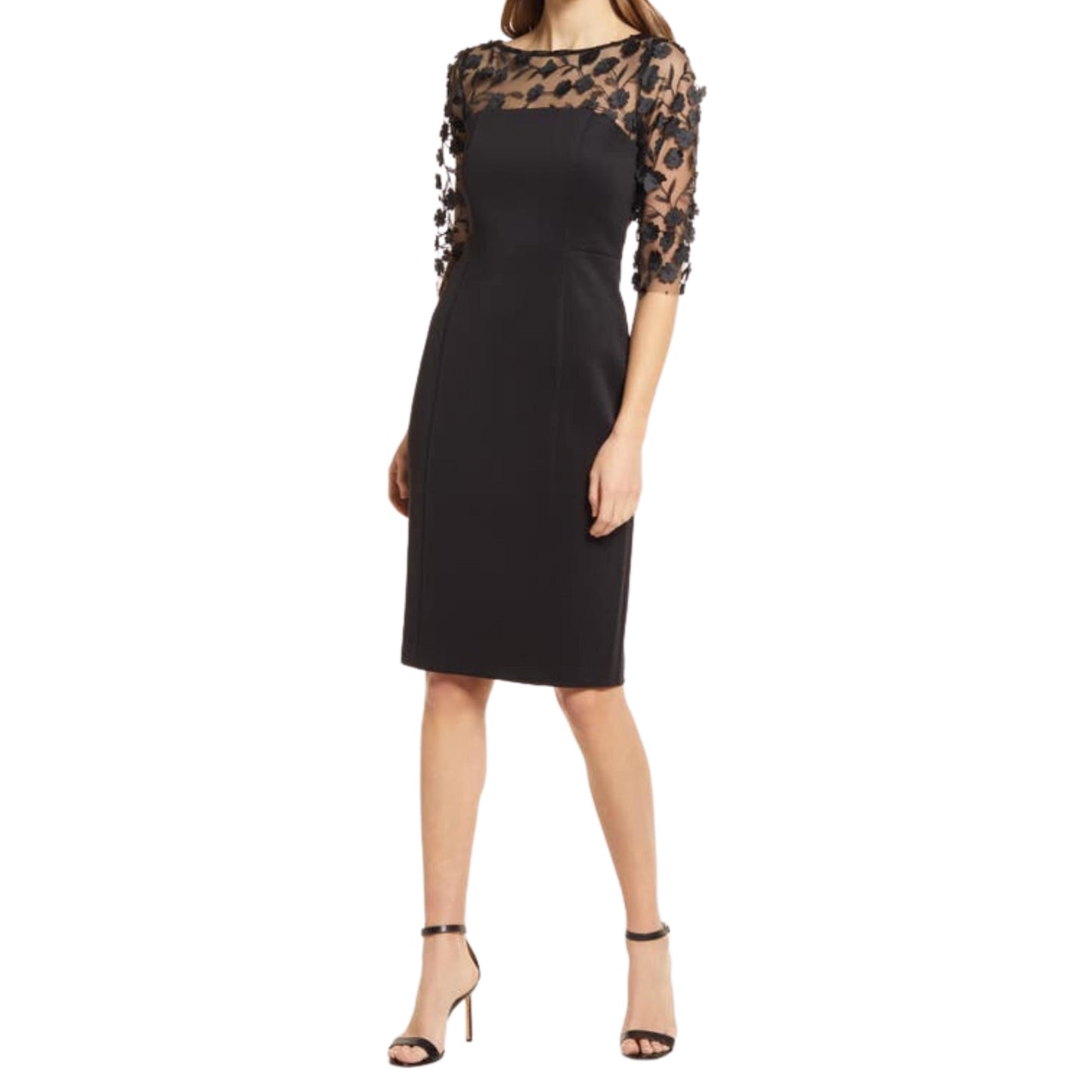 ELIZA Womens Dress M / Black ELIZA - Lace Short Sheath Dress