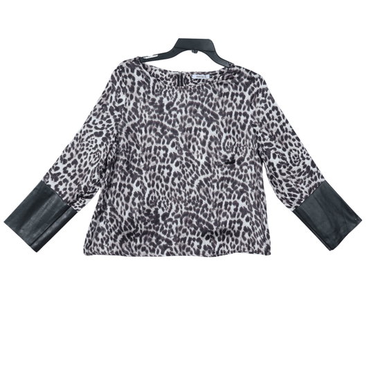 ENZORIA Womens Tops M / Multi-Color ENZORIA - Cheetah print faux leather blouse