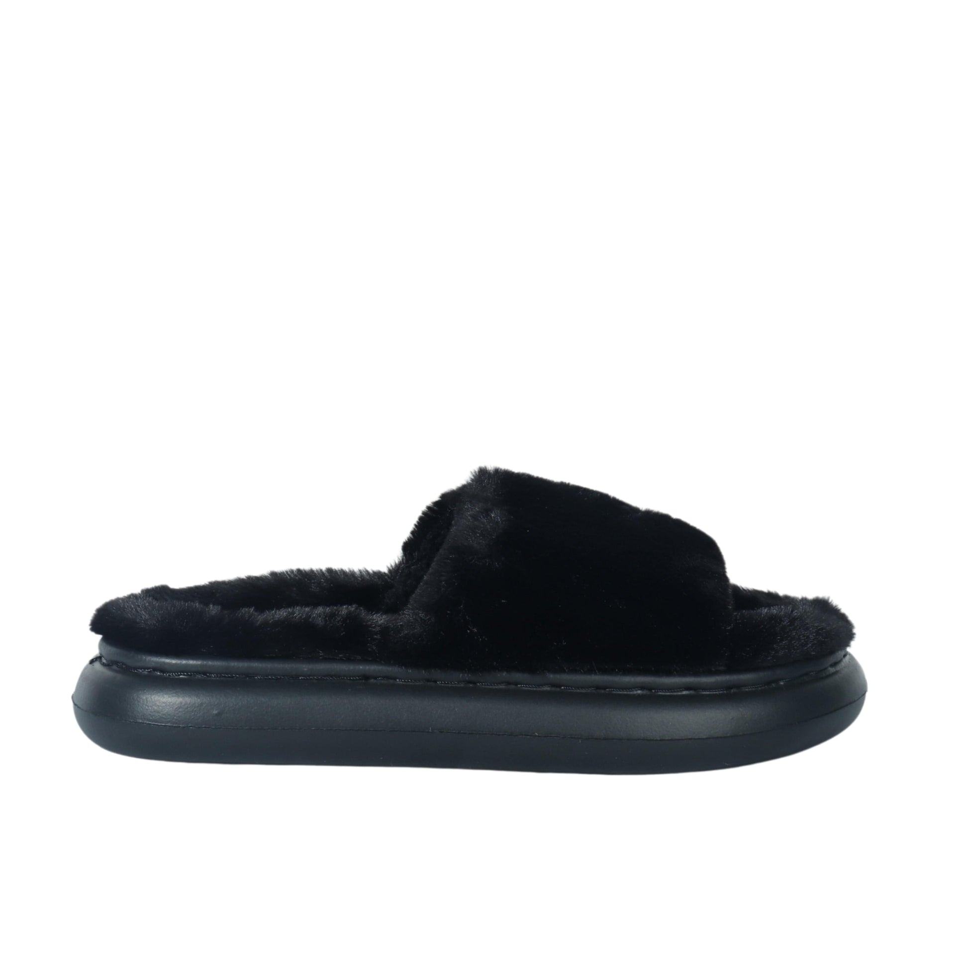 ESCAPE Womens Shoes ESCAPE - Comfy one strap faux fur slipper