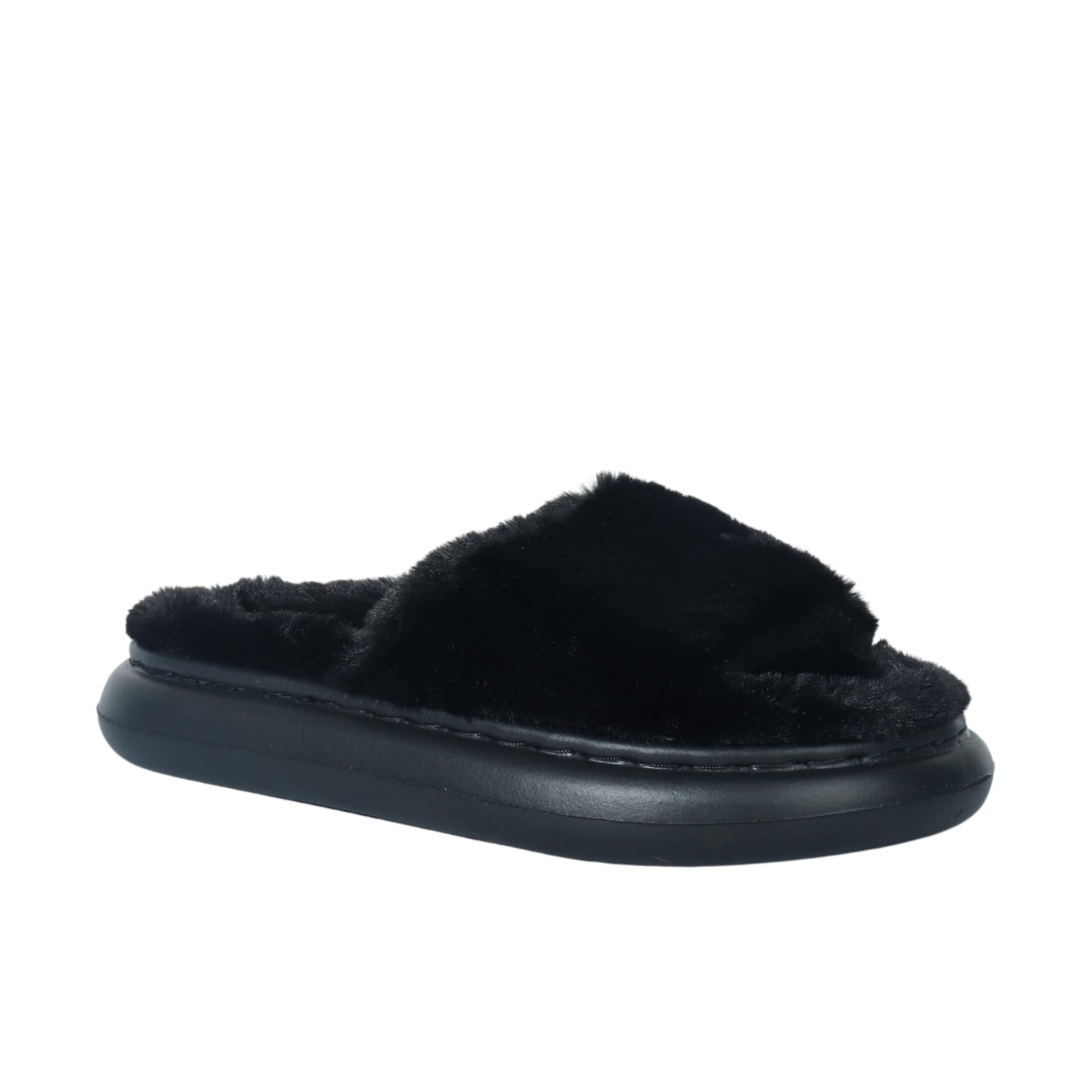 ESCAPE Womens Shoes ESCAPE - Comfy one strap faux fur slipper