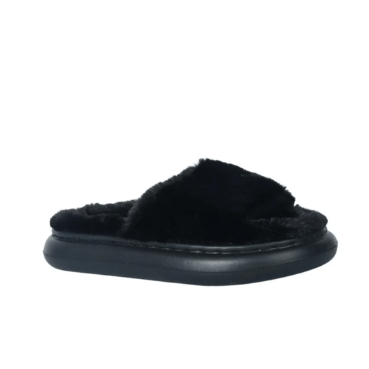 ESCAPE Womens Shoes ESCAPE - Comfy one strap faux fur slipper