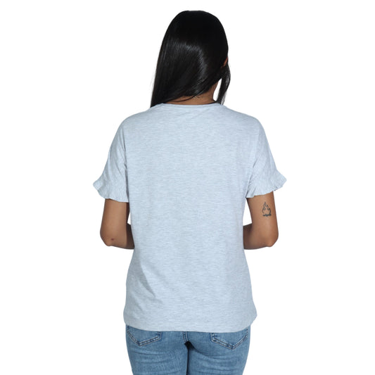 ESMARA Womens Tops S / Grey ESMARA - Printed Be Wild Front T-shirt