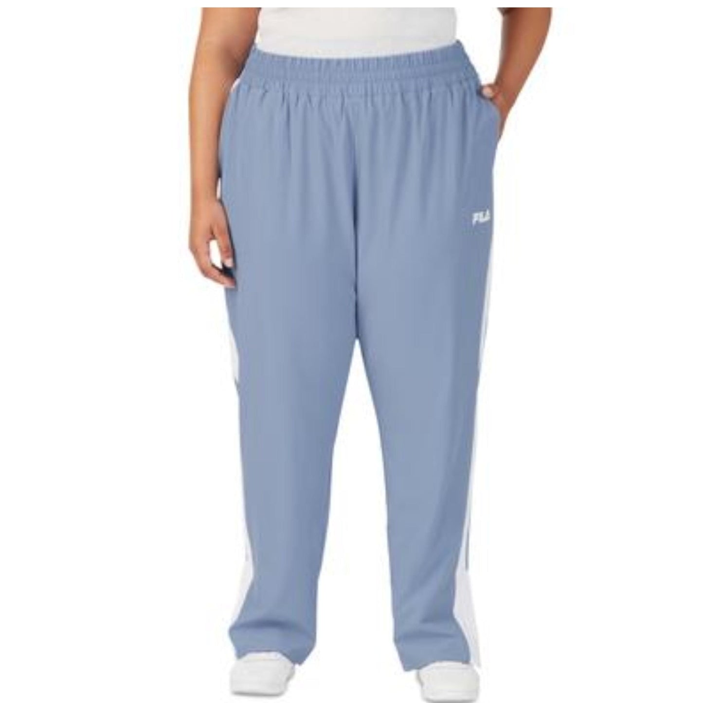 FILA Womens sports XXXXL / Blue FILA - Plus Size Jovia Mid-Rise Contrast-Trim Track Pants