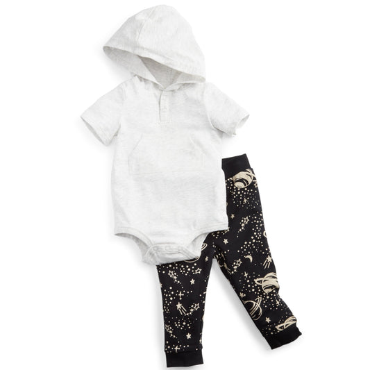 FIRST IMPRESSIONS Baby Boy 6-9 Month / Multi-Color FIRST IMPRESSIONS - Baby - 2-Pc. Hooded Bodysuit & Space-Print Jogger Pants