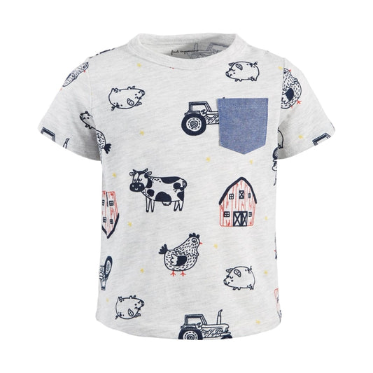 FIRST IMPRESSIONS Baby Boy 6-9 Month / Grey FIRST IMPRESSIONS - Baby - Farm-Print Shirt