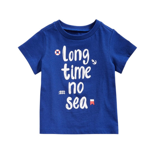 FIRST IMPRESSIONS Baby Boy 6-9 Month / Blue FIRST IMPRESSIONS - Baby - Long Time No Sea Cotton T-Shirt