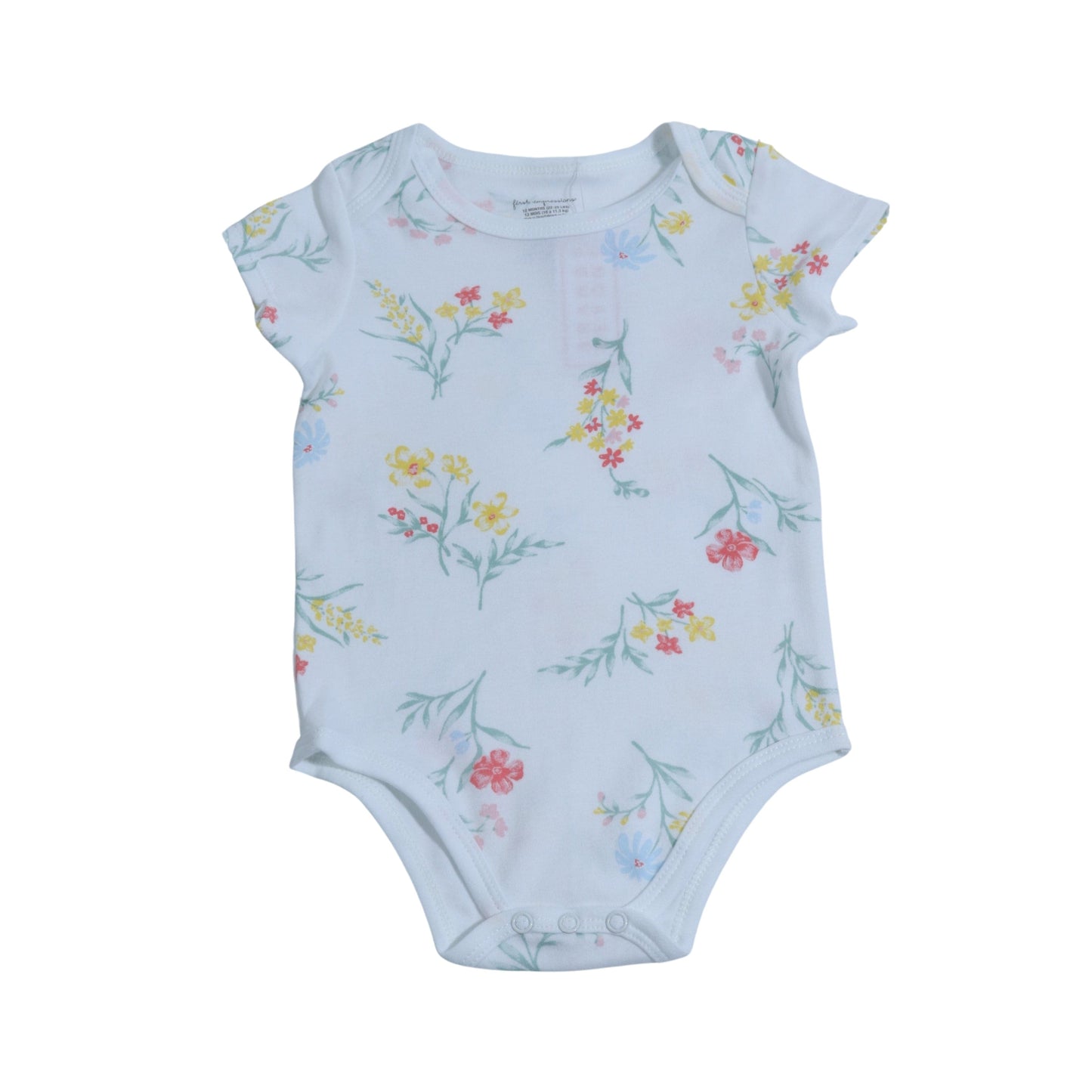 FIRST IMPRESSIONS Baby Girl 12 Month / White FIRST IMPRESSIONS - Baby - All Over Floral Print Short Sleeve Bodysuit