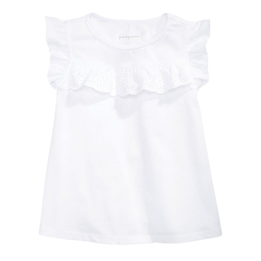 FIRST IMPRESSIONS Baby Girl 12 Months / White FIRST IMPRESSIONS - Baby - Eyelet Ruffle T-Shirt
