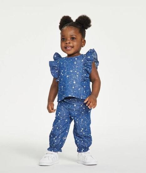 FIRST IMPRESSIONS Baby Girl 0-3 Month / Blue FIRST IMPRESSIONS - Baby -  Girls 2-Pc. Splatter-Print Top & Pants Set