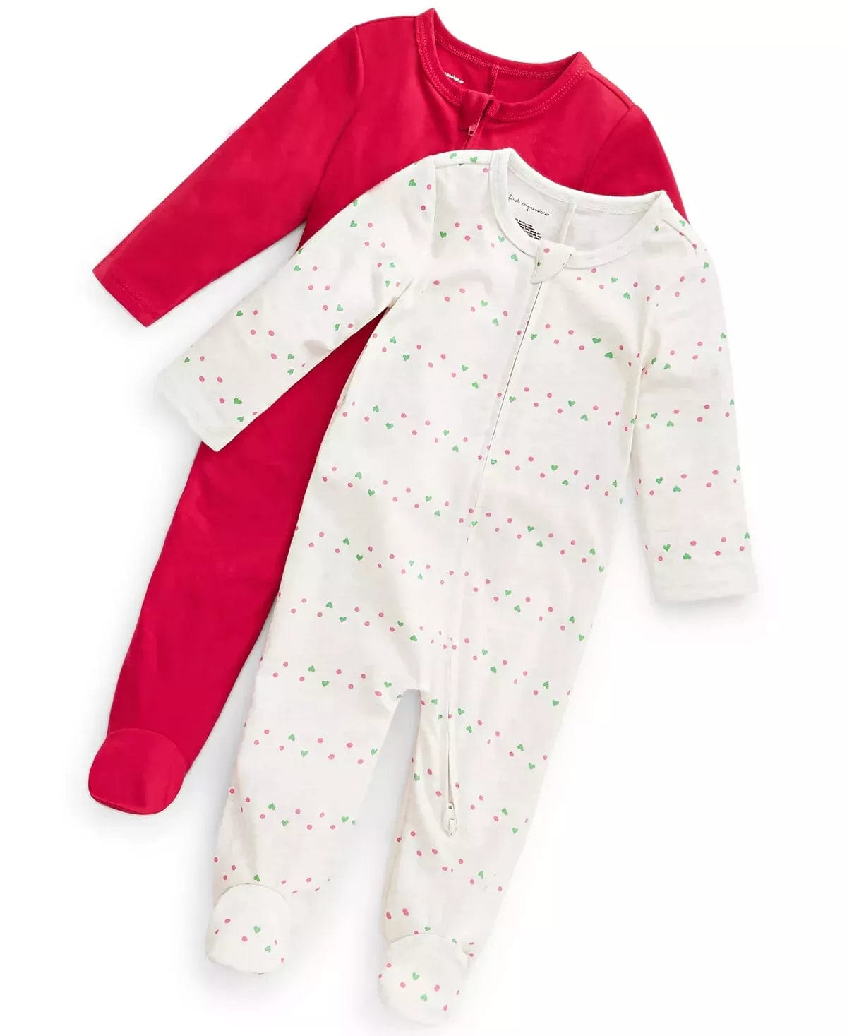 FIRST IMPRESSIONS Baby Girl New Born / Multi-Color FIRST IMPRESSIONS - Baby - Solid & Heart Stripe-Print Footed Coveralls