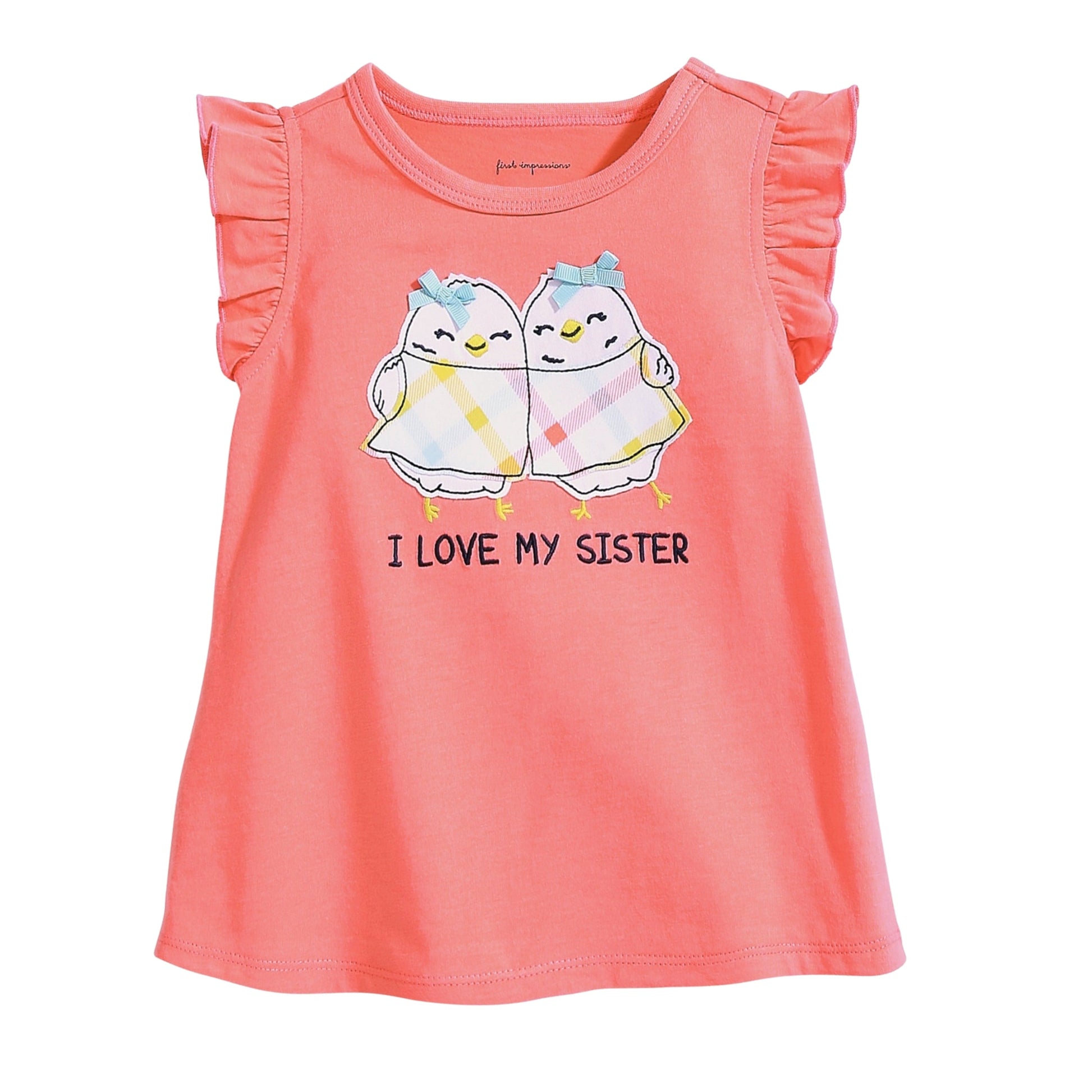 FIRST IMPRESSIONS Baby Girl 6-9 Months / Coral FIRST IMPRESSIONS - Baby - Tweety Sisters T-Shirt