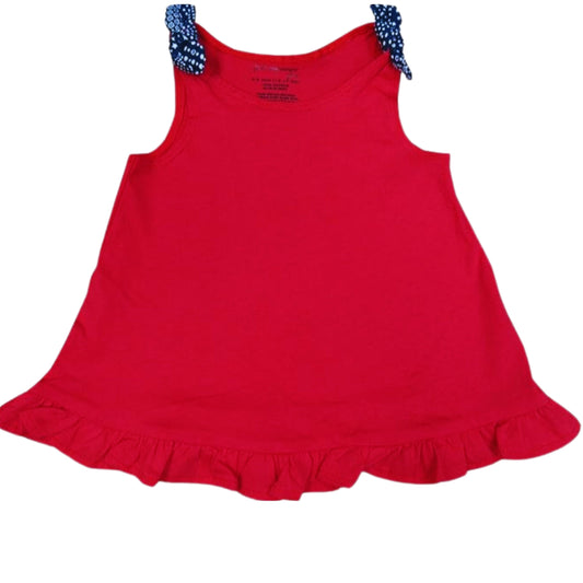 FIRST IMPRESSIONS Baby Girl 12 Motnh / Red FIRST IMPRESSIONS - Knot Ruffle Cotton Tank Top