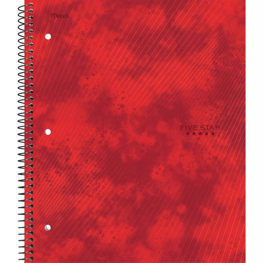 FIVE STAR STATIONARY Red FIVE STAR - Five Star 1 Subject College Ruled Spiral Notebook