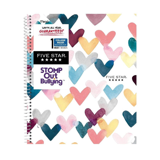 FIVE STAR Stationery FIVE STAR - 1 Subject Spiral Notebook Plus Study App Hearts