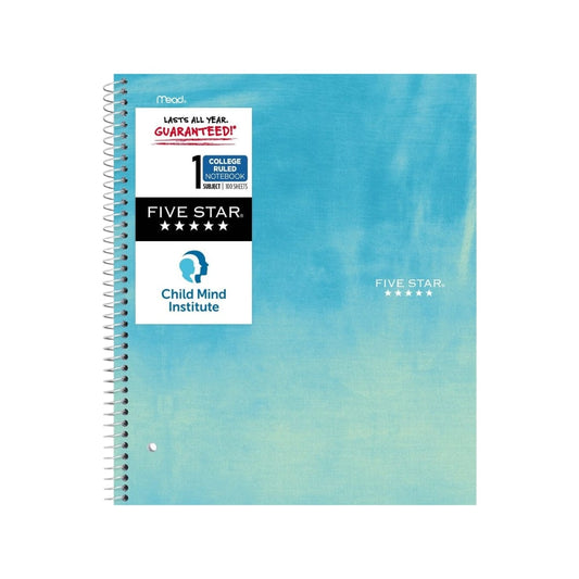 FIVE STAR Stationery FIVE STAR - 1 Subject Spiral Notebook Plus Study App Related Watercolor