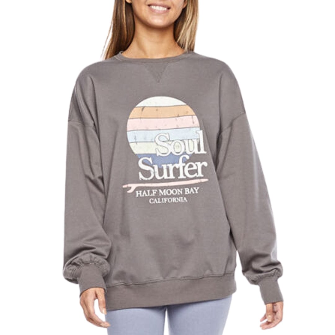 FLIRTITUDE Womens Tops XL / Grey FLIRTITUDE - Crew Neck Long Sleeve Printed Sweatshirt