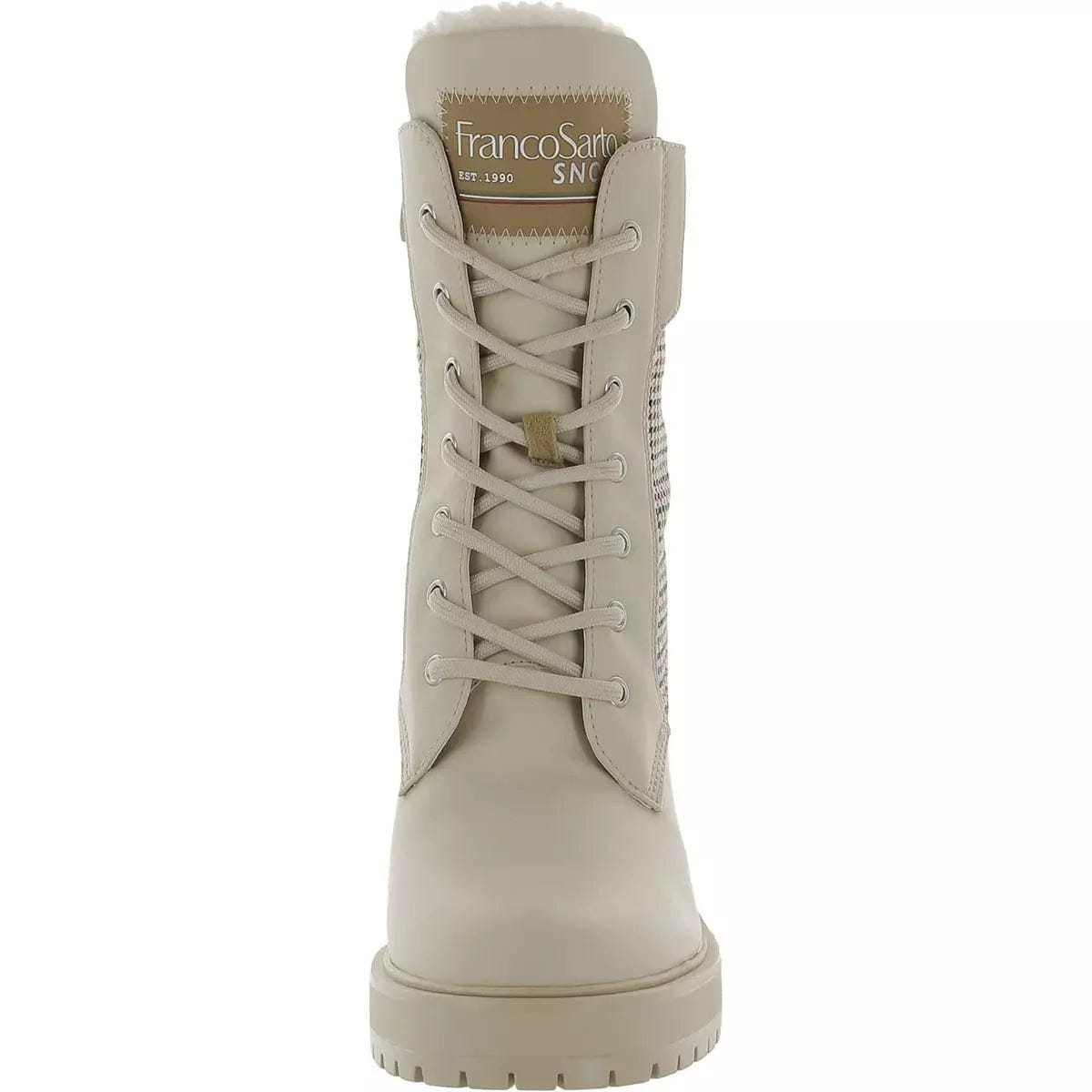 FRANCO SARTO Womens Shoes 36.5 / Off-White FRANCO SARTO - Faux Leather Lace up Winter & Snow Boots