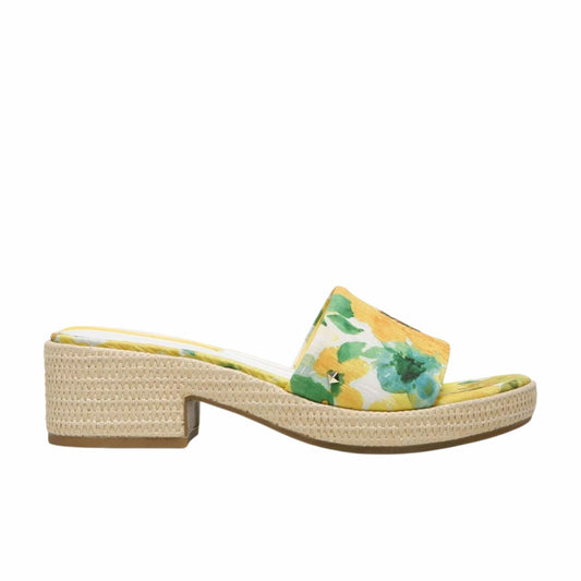 FRANCO SARTO Womens Shoes 38.5 / Yellow FRANCO SARTO -  Floral Print Slide Heels Shoes